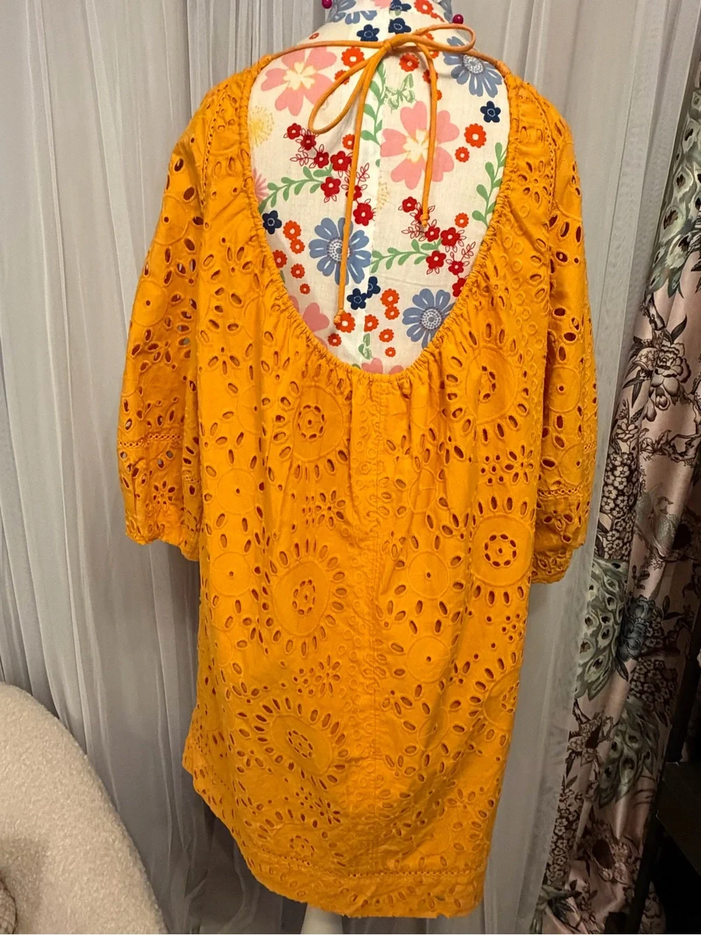 Zara Orange Eyelet Mini Dress - Picture 2 of 8